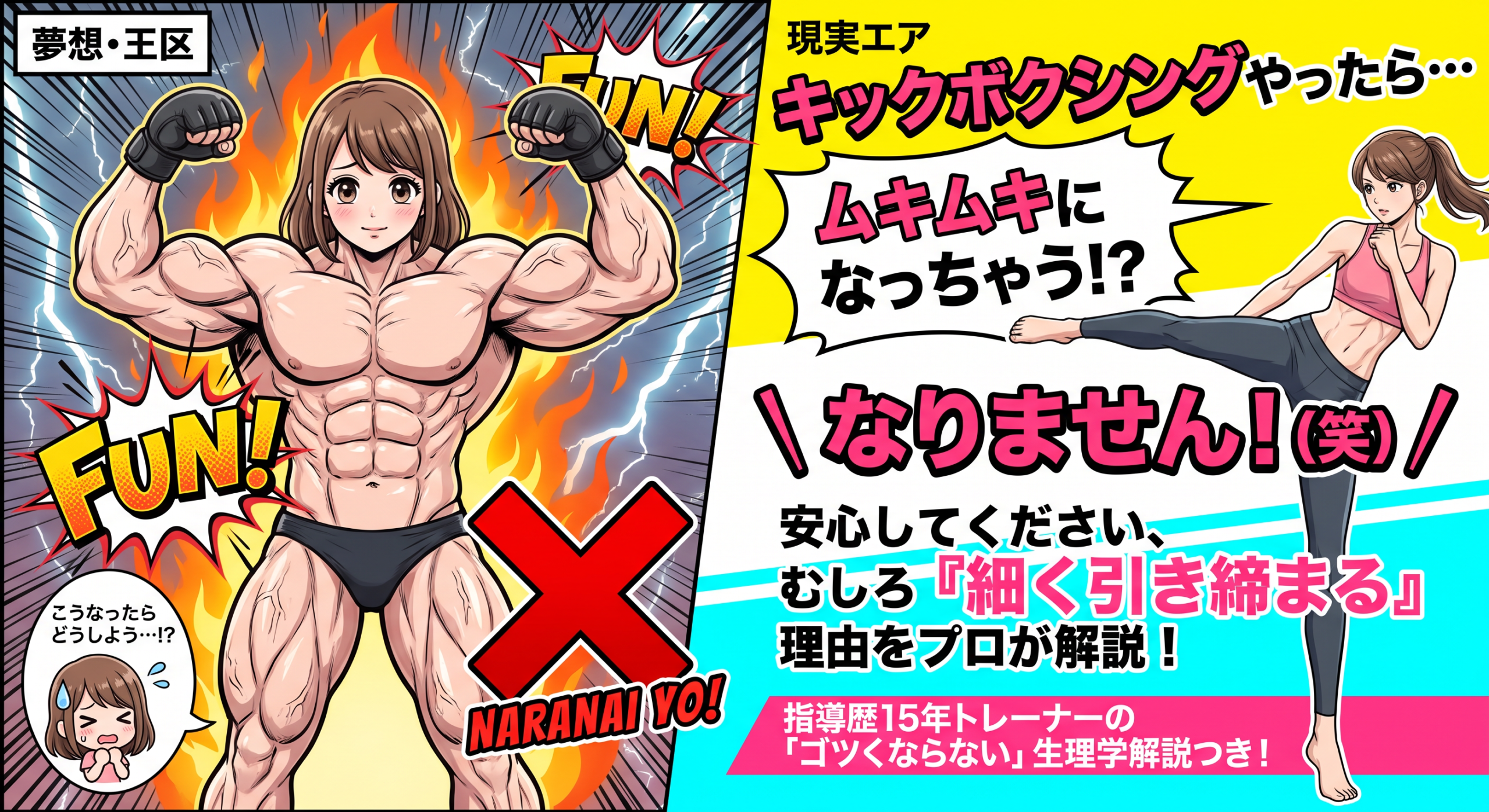 キックボクシングで女性は筋肉ムキムキになる？？